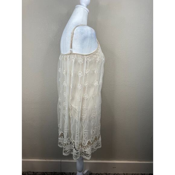 Charming Charlie Women's Lace Mesh Tank Dress Sleeveless Cream Size‎ Small - Picture 4 of 12